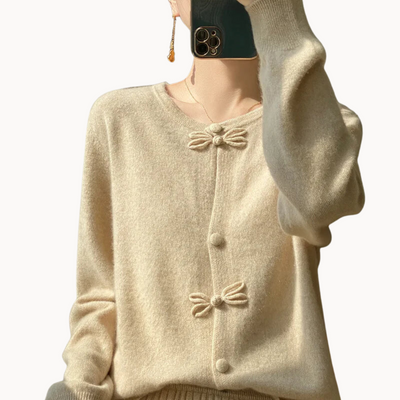 Beatrice | Cashmere Bow Accented Cardigan