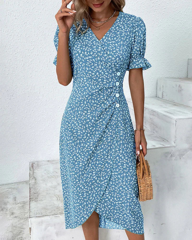 Tine | Dress with Short Sleeves and Floral Pattern