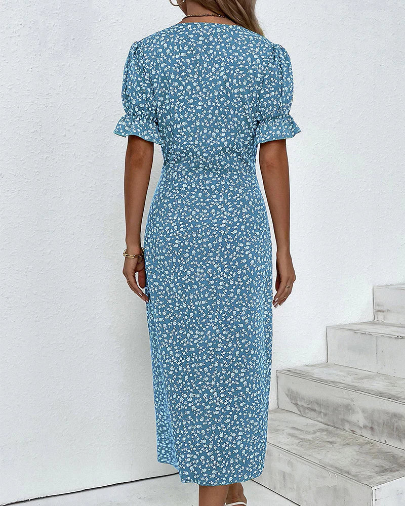 Tine | Dress with Short Sleeves and Floral Pattern