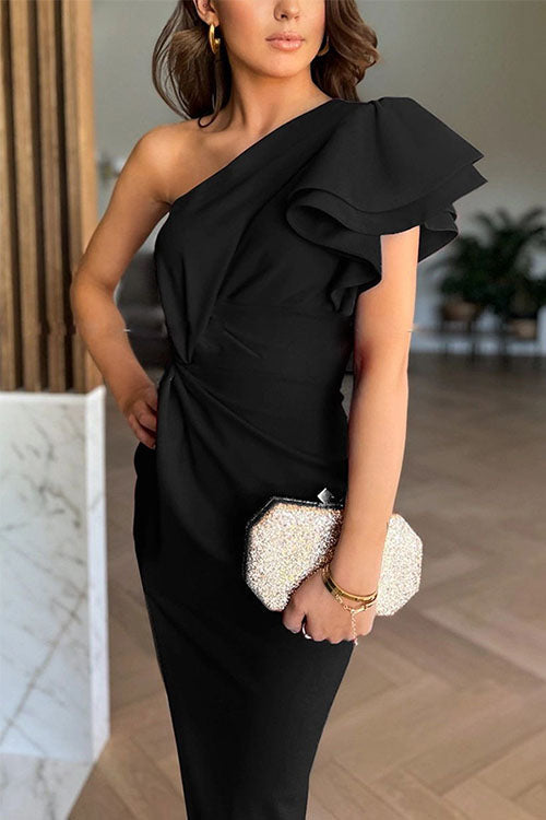 Caz - Strapless Ruffle Dress with Slit