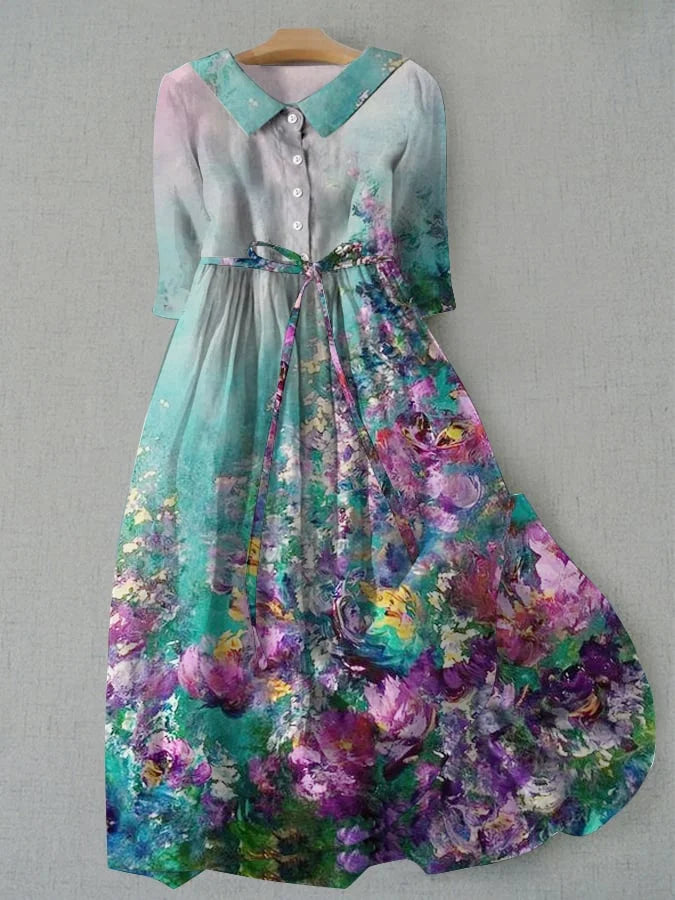 Tessa - Ladies' Dress with Lace Closure and Floral Print