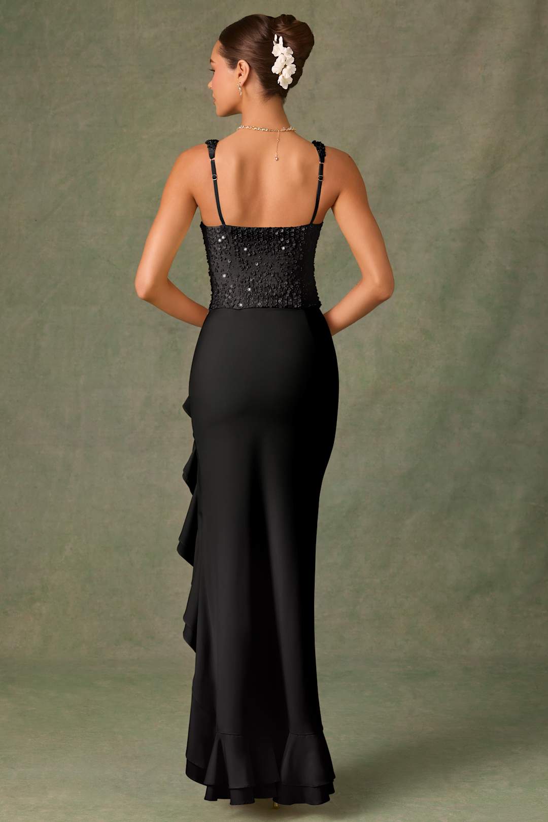 BELLA™ | RUFFLE SATIN CORSET DRESS