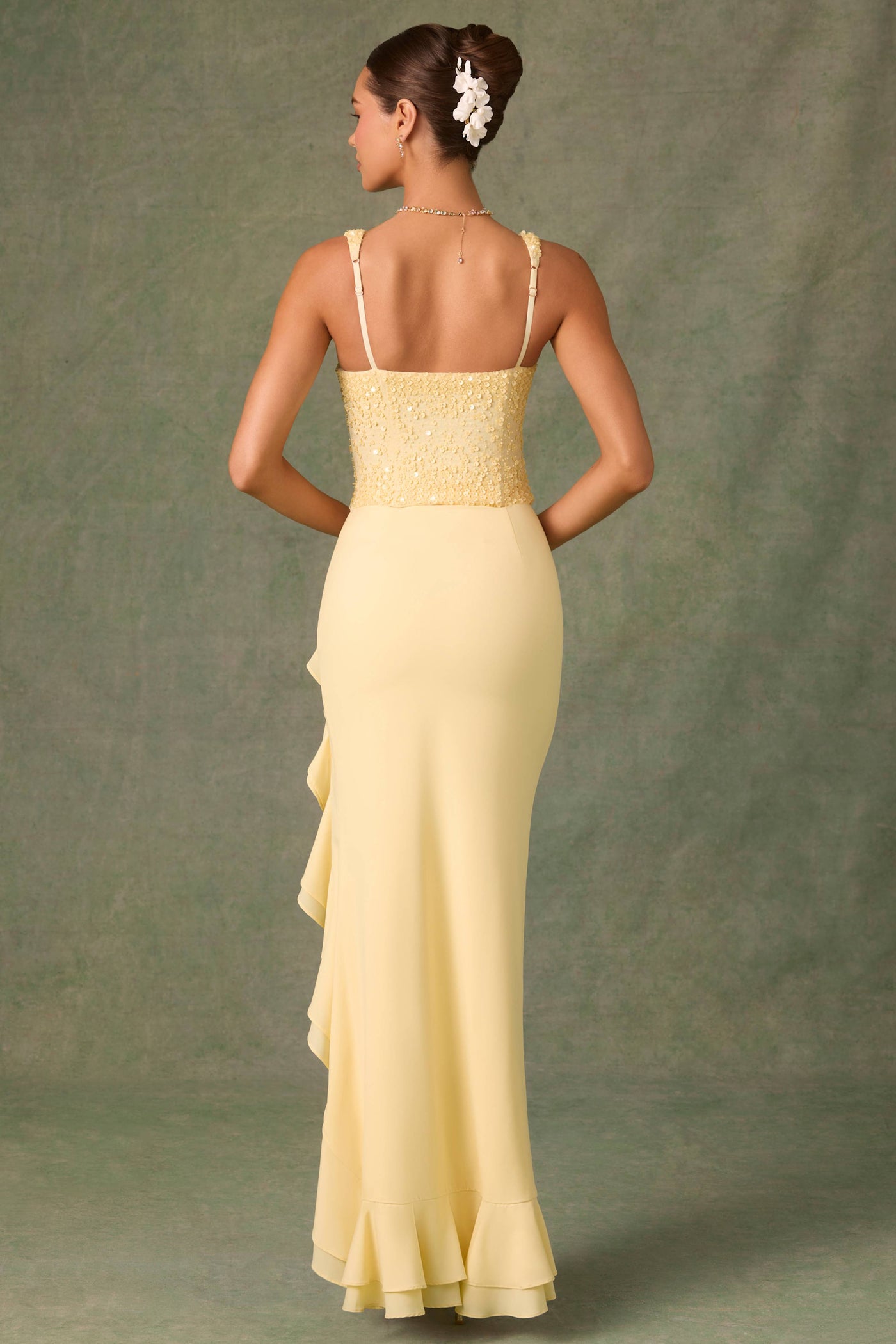 BELLA™ | RUFFLE SATIN CORSET DRESS