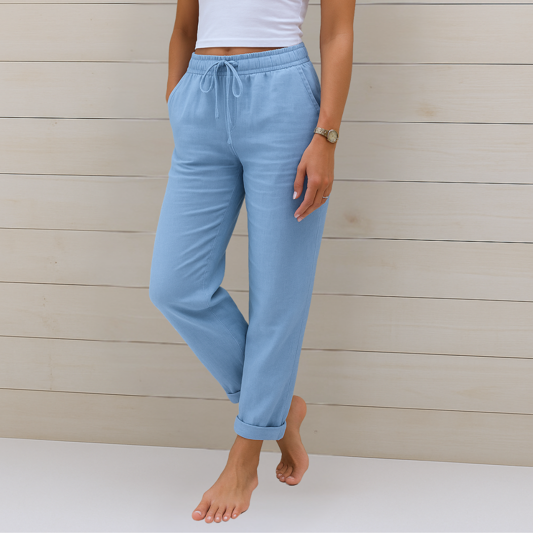 Maylora | Linen Trousers with Elastic Finish