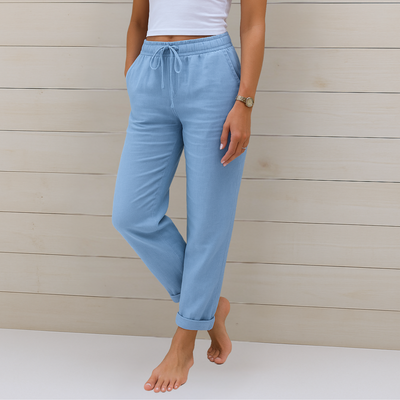 Maylora | Linen Trousers with Elastic Finish
