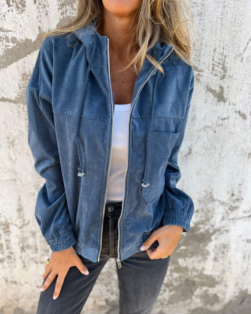 Ella | Corduroy Hooded Jacket with Zip
