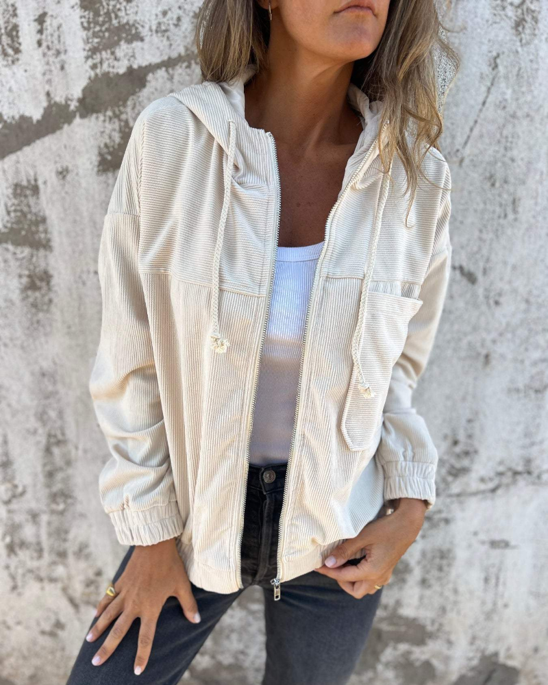 Ella | Corduroy Hooded Jacket with Zip