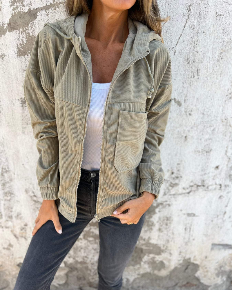 Ella | Corduroy Hooded Jacket with Zip