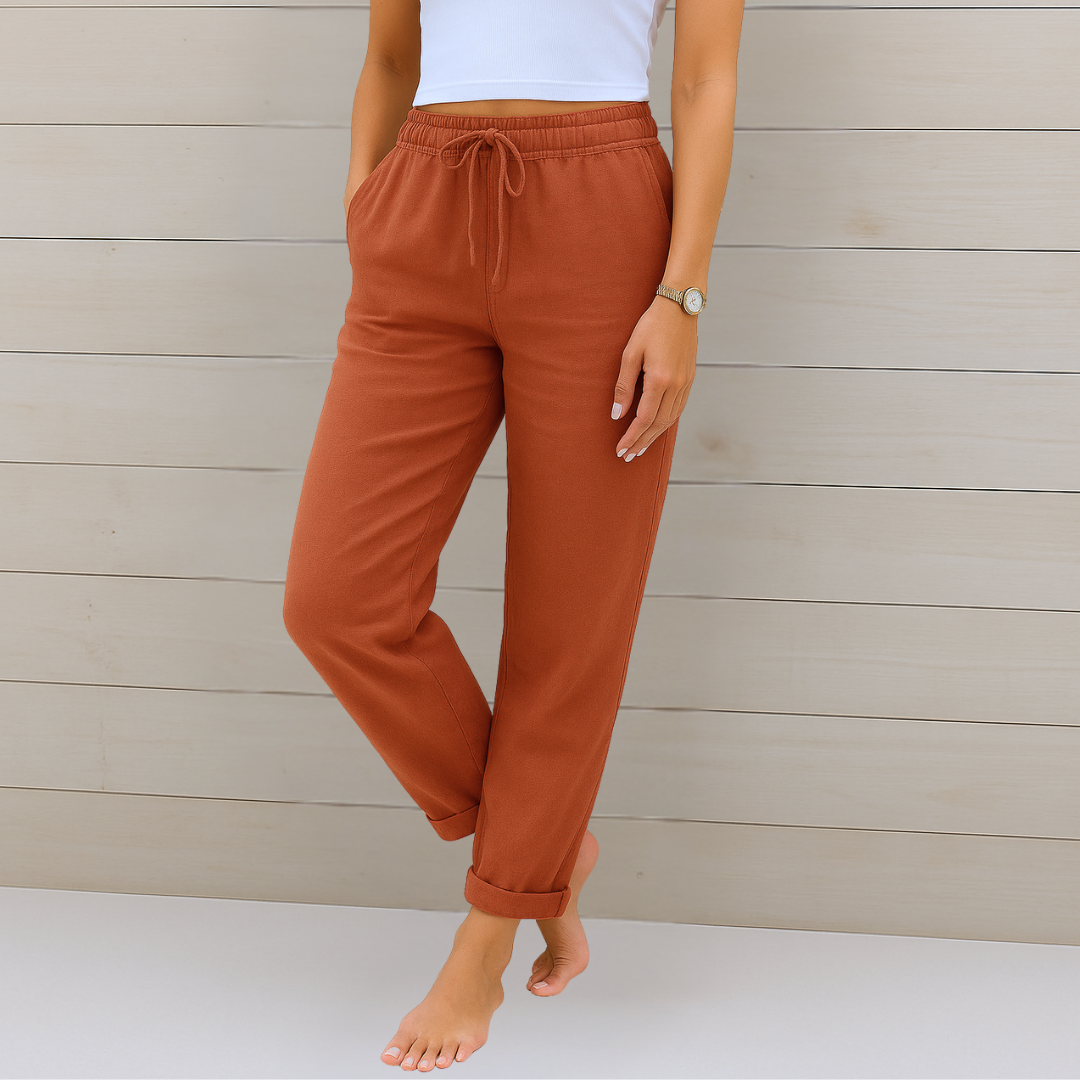 Maylora | Linen Trousers with Elastic Finish