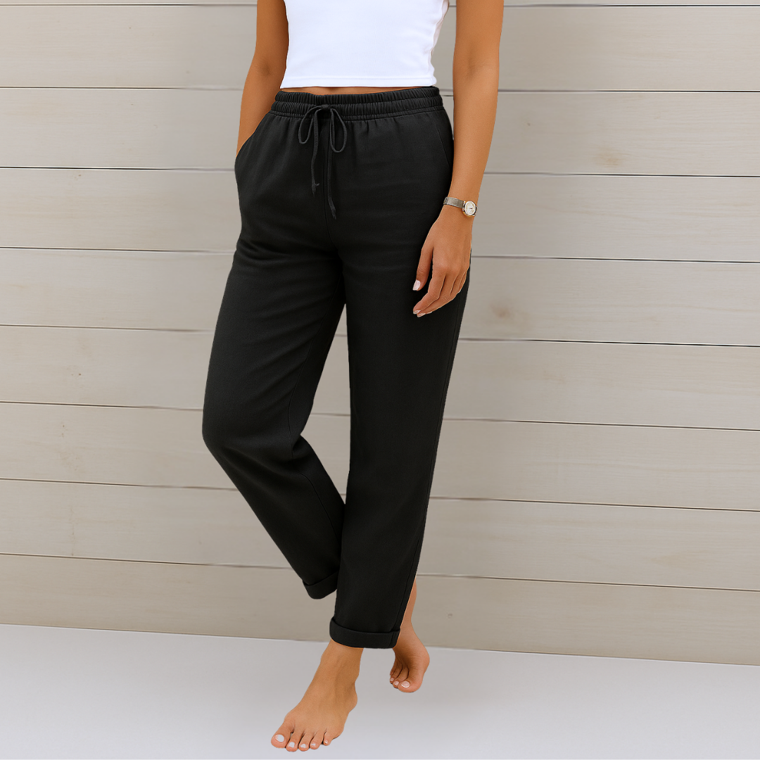 Maylora | Linen Trousers with Elastic Finish
