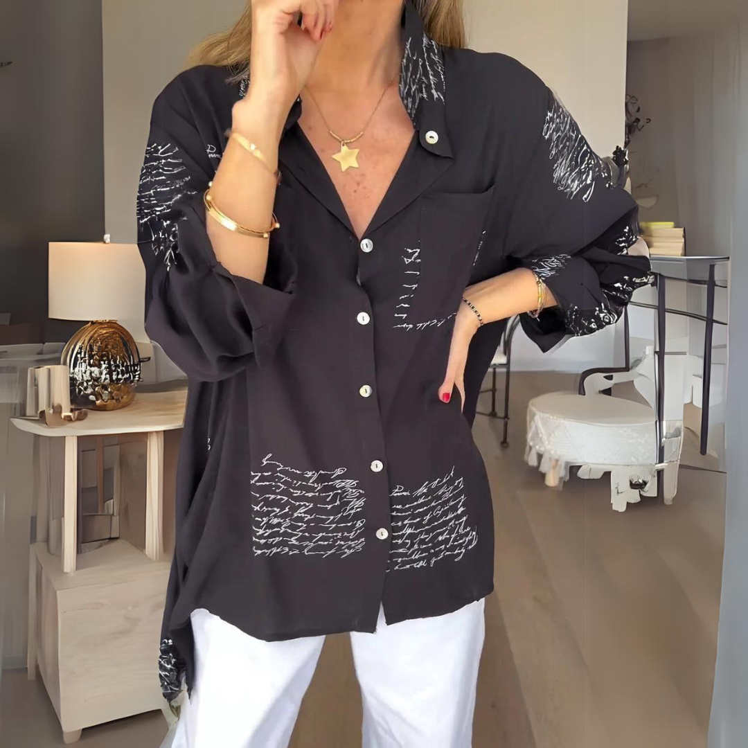 Callista | Button-Up Shirt with Handwritten Design