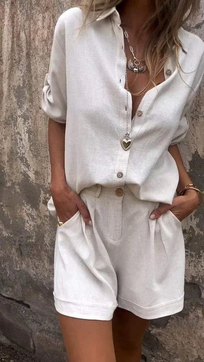Pauline - cotton and linen blouse set