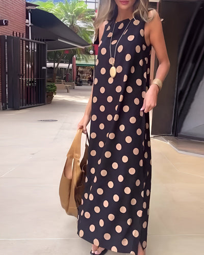 Roxane | Long Dress with a Slit in Dots