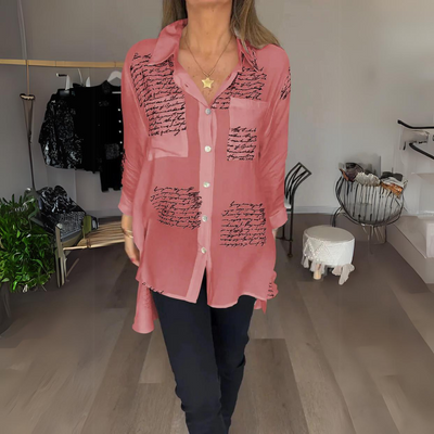 Callista | Button-Up Shirt with Handwritten Design
