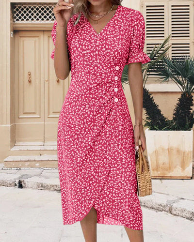 Tine | Dress with Short Sleeves and Floral Pattern