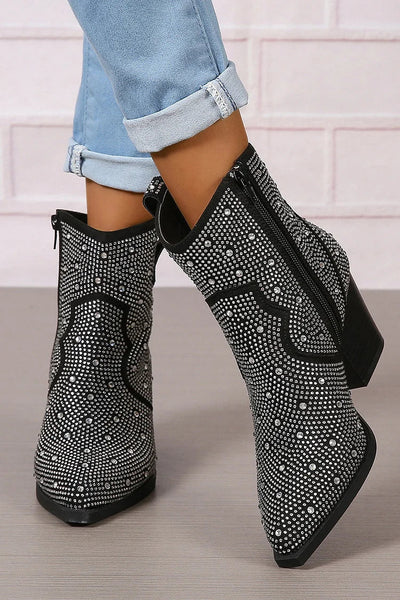 Melas | Elegant ankle boots with patchwork and zip