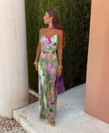 Anisten™ | Stylish Maxi Dress with Halo-Dye Print and Detachable Shawl