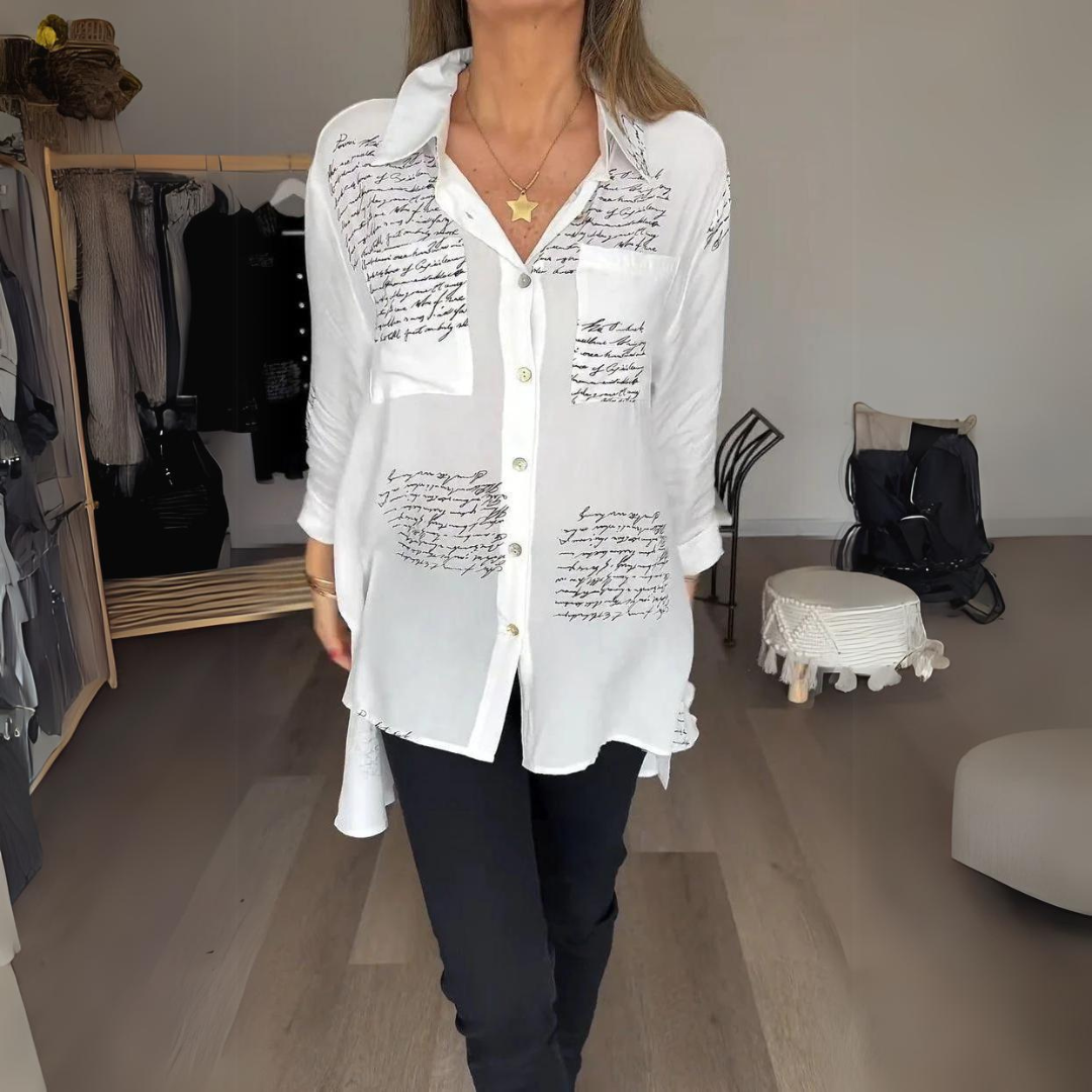 Callista | Button-Up Shirt with Handwritten Design