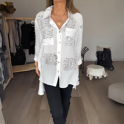 Callista | Button-Up Shirt with Handwritten Design