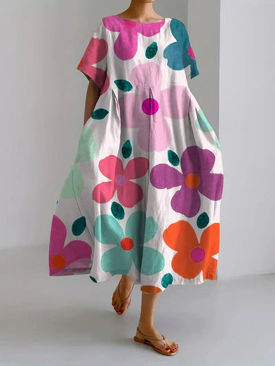 Eliana | Midi Dress in Flowers with a Relaxed Style and Summer Comfort for Colourful Days