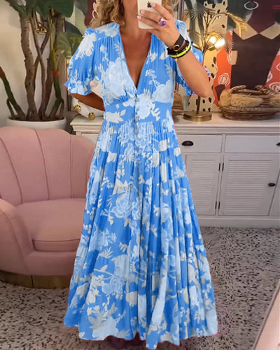 Catrisa | Floral Dress with Pockets and V-Neck