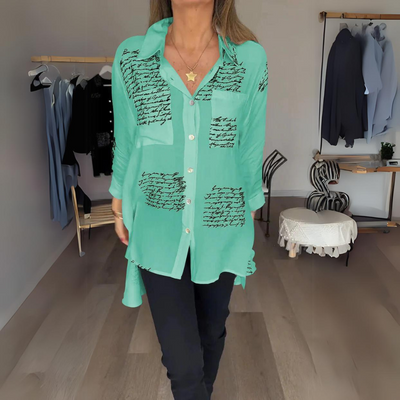 Callista | Button-Up Shirt with Handwritten Design