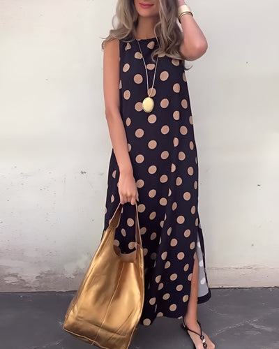 Roxane | Long Dress with a Slit in Dots