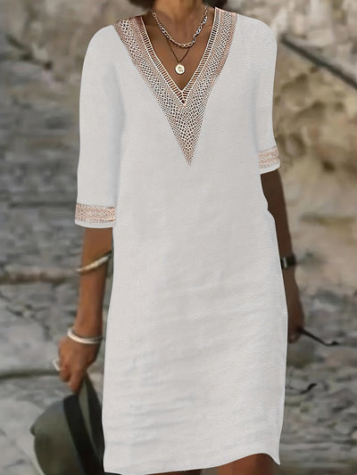 Izabela | Dress with Lace Neckline
