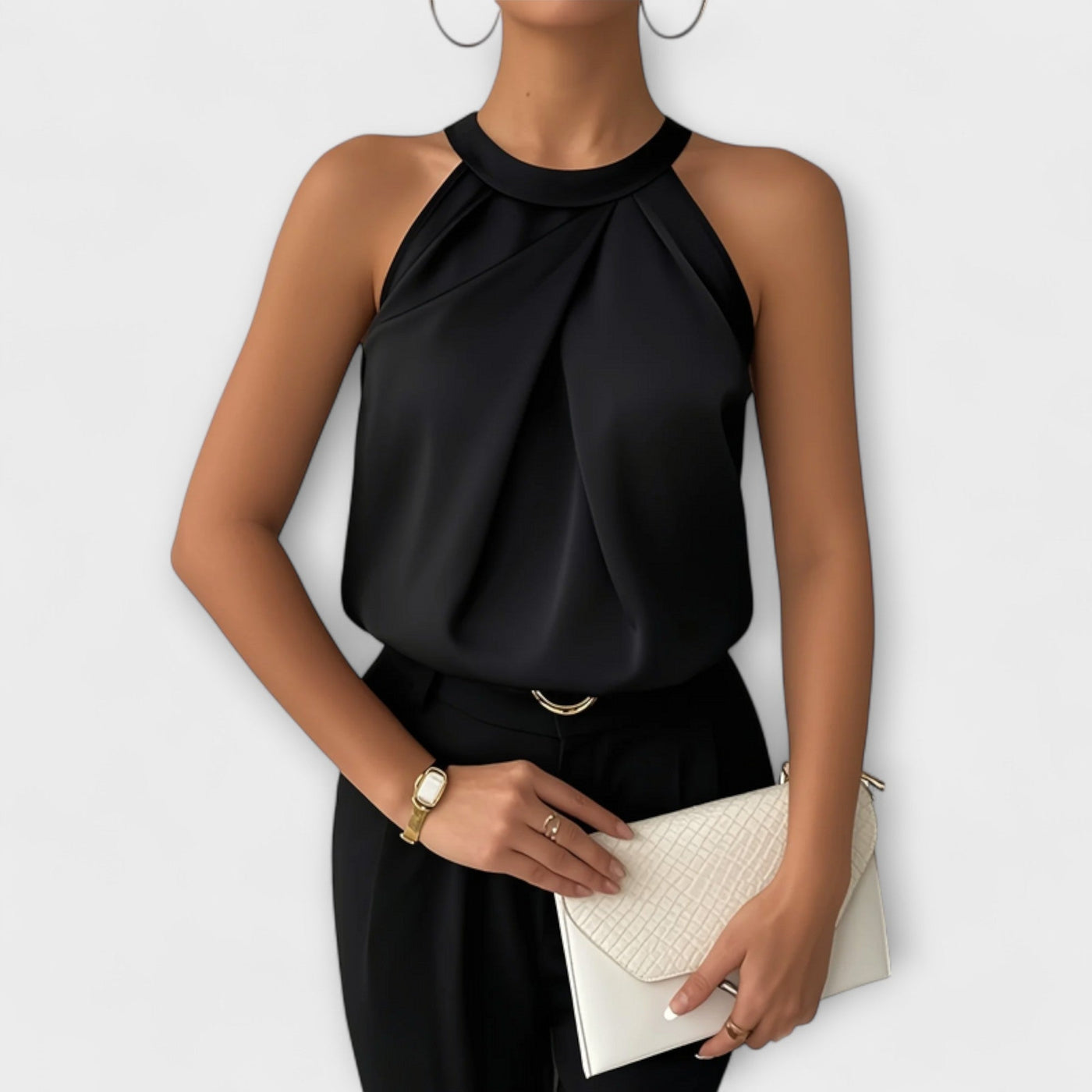 Skye | Satin Top with Off-the-Shoulder Design