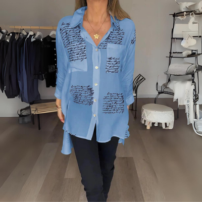 Callista | Button-Up Shirt with Handwritten Design