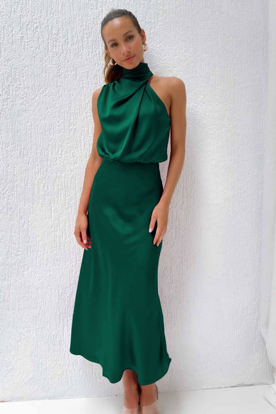 Benthe - Midi Dress with Off-the-Shoulder Design