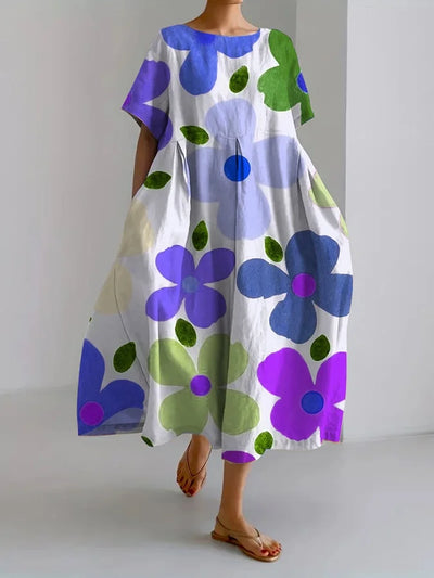 Eliana | Midi Dress in Flowers with a Relaxed Style and Summer Comfort for Colourful Days