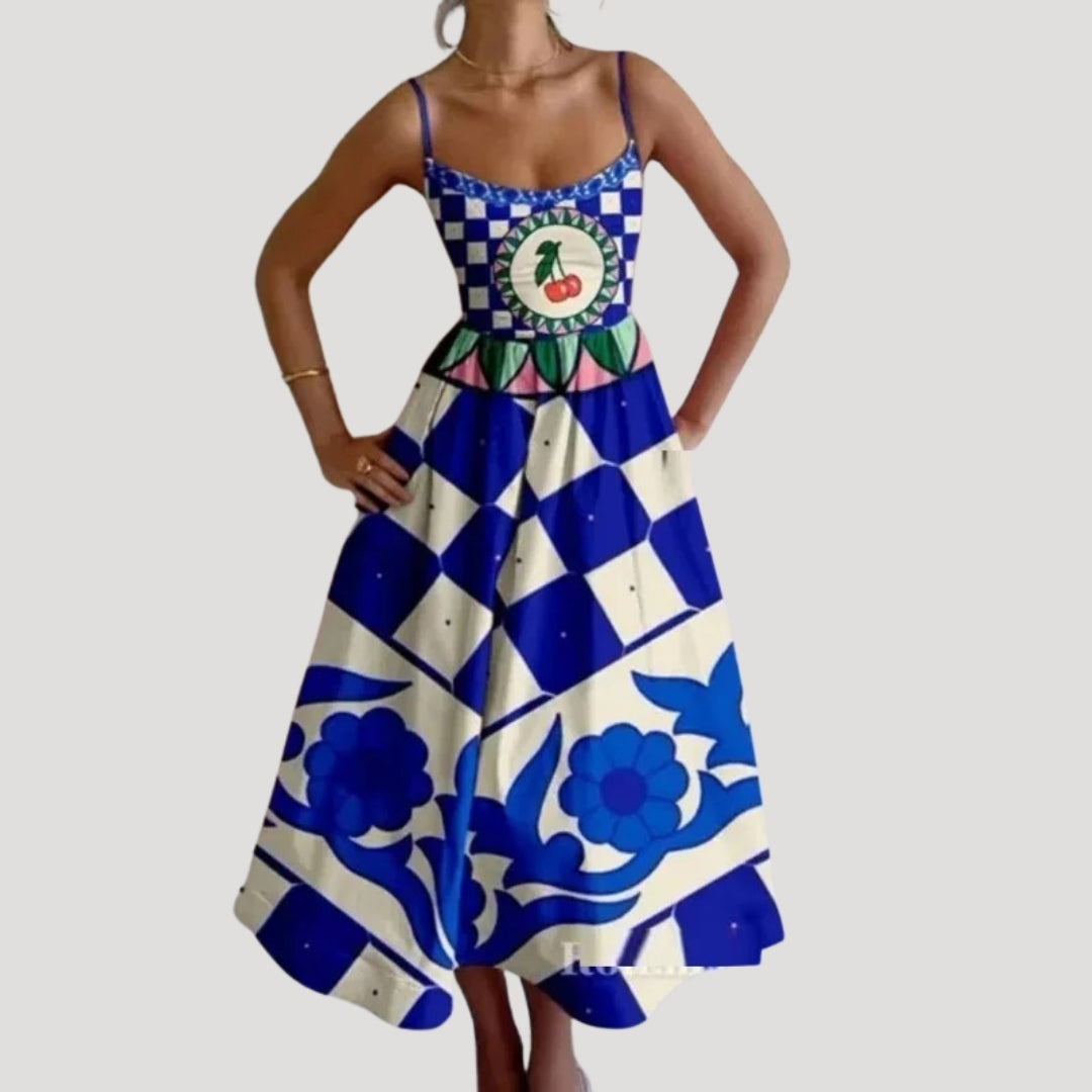 Ilana | Summer midi dress – sleeveless printed holiday