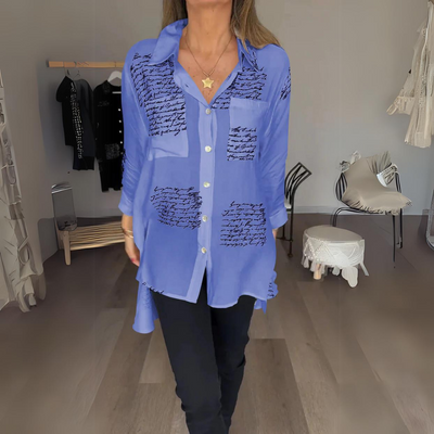 Callista | Button-Up Shirt with Handwritten Design