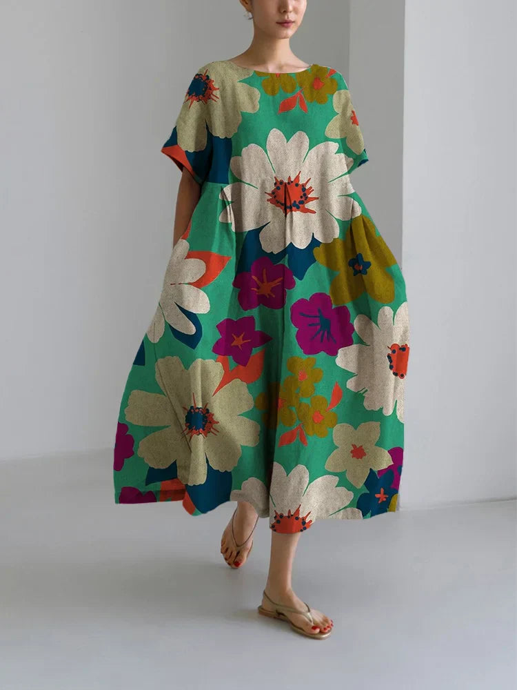 Vittoria | Midi Floral Dress with Bold Style and Light Comfort for Energetic Days