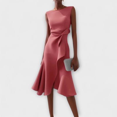Juliette – Asymmetrical Midi Dress with Draping