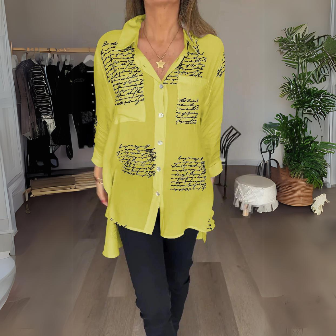 Callista | Button-Up Shirt with Handwritten Design