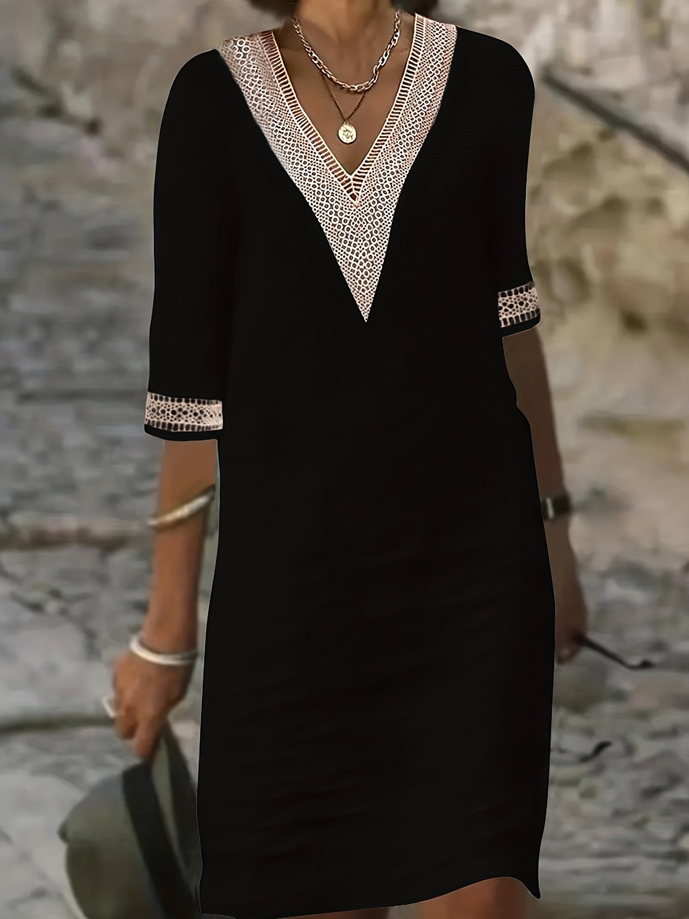 Izabela | Dress with Lace Neckline