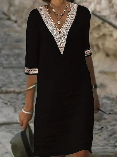 Izabela | Dress with Lace Neckline