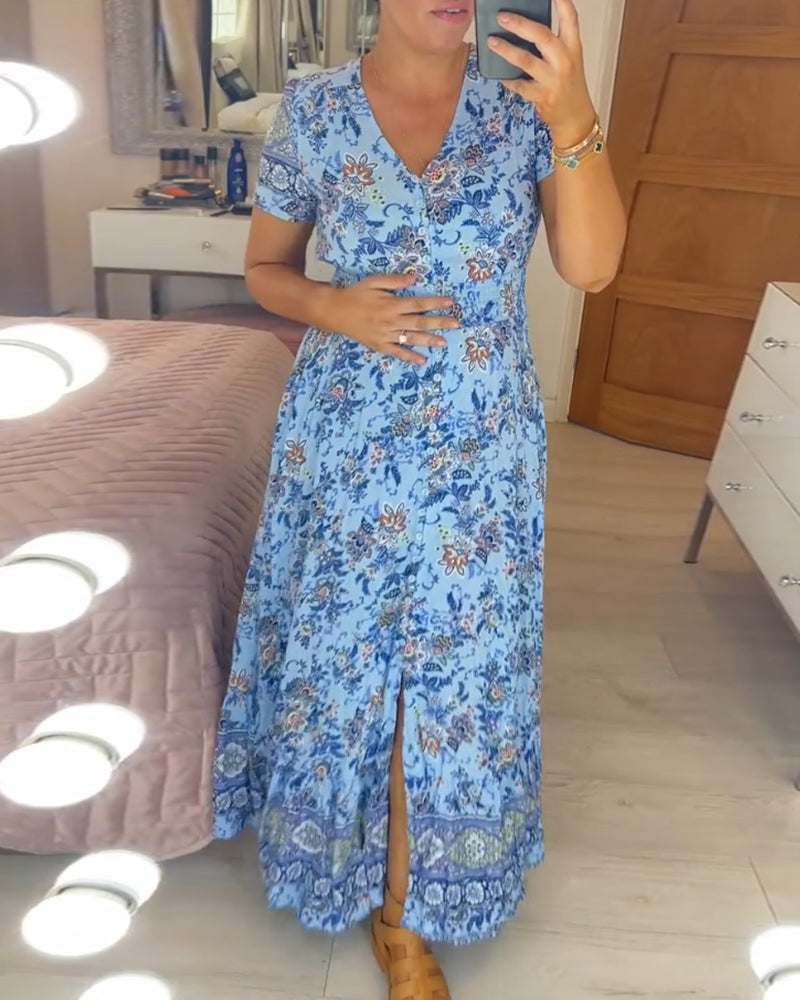 Wibia | Floral Dress with V-Neck