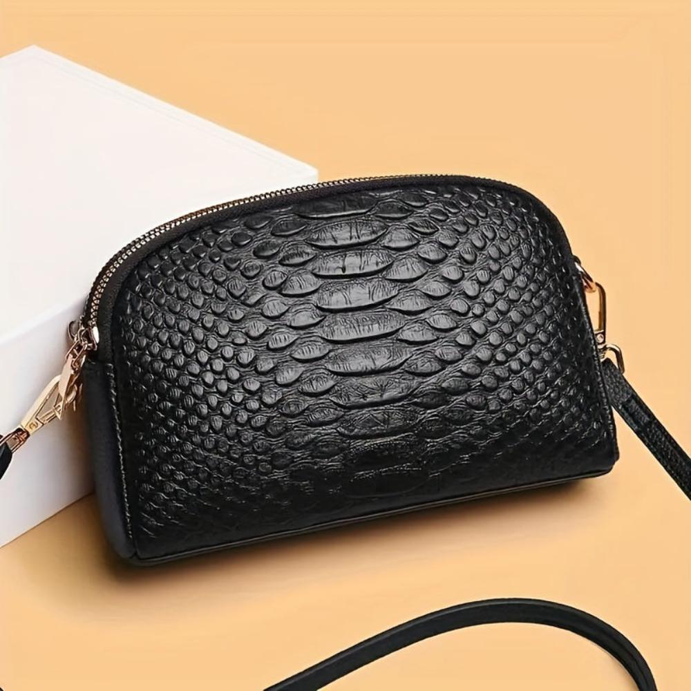 Cora | Chic Mini Crossbody Bag in Faux Leather with Crocodile Texture