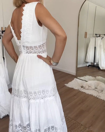 Ewelina | Lace Dress with V-Neck