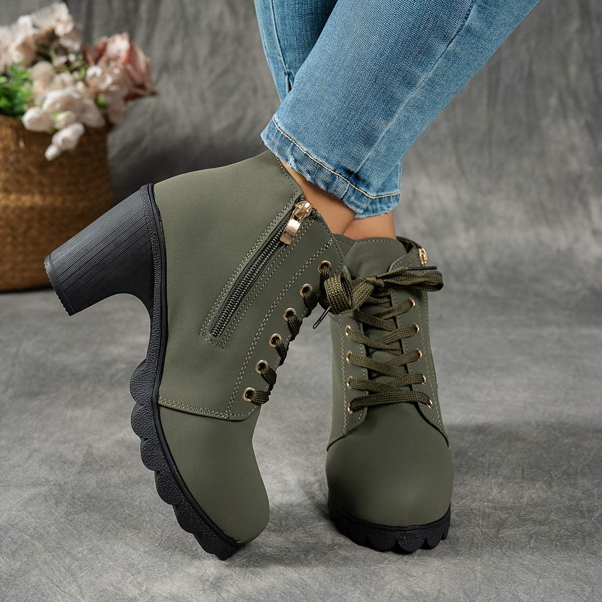 Bellanza | Mid-Heel Ankle Boots with Side Zipper