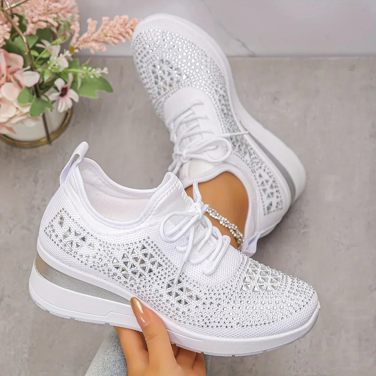 Giselle – Orthopaedic Trainers with Sparkling Rhinestones