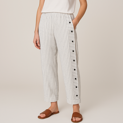 Sera™ | Striped Trousers with Buttons
