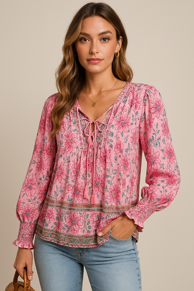 Arya | Boho Blossom Peasant Blouse