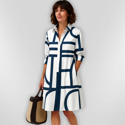 Helena | Midi Dress with Geometric Pattern