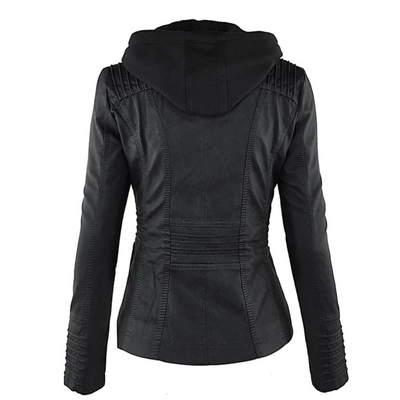 Emma | Leather Jacket with Hood