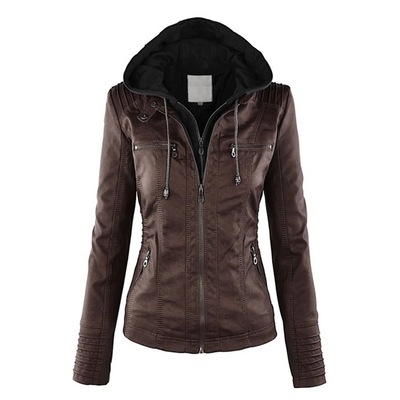 Emma | Leather Jacket with Hood