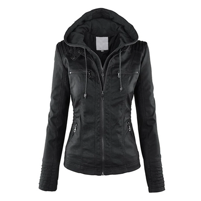 Emma | Leather Jacket with Hood